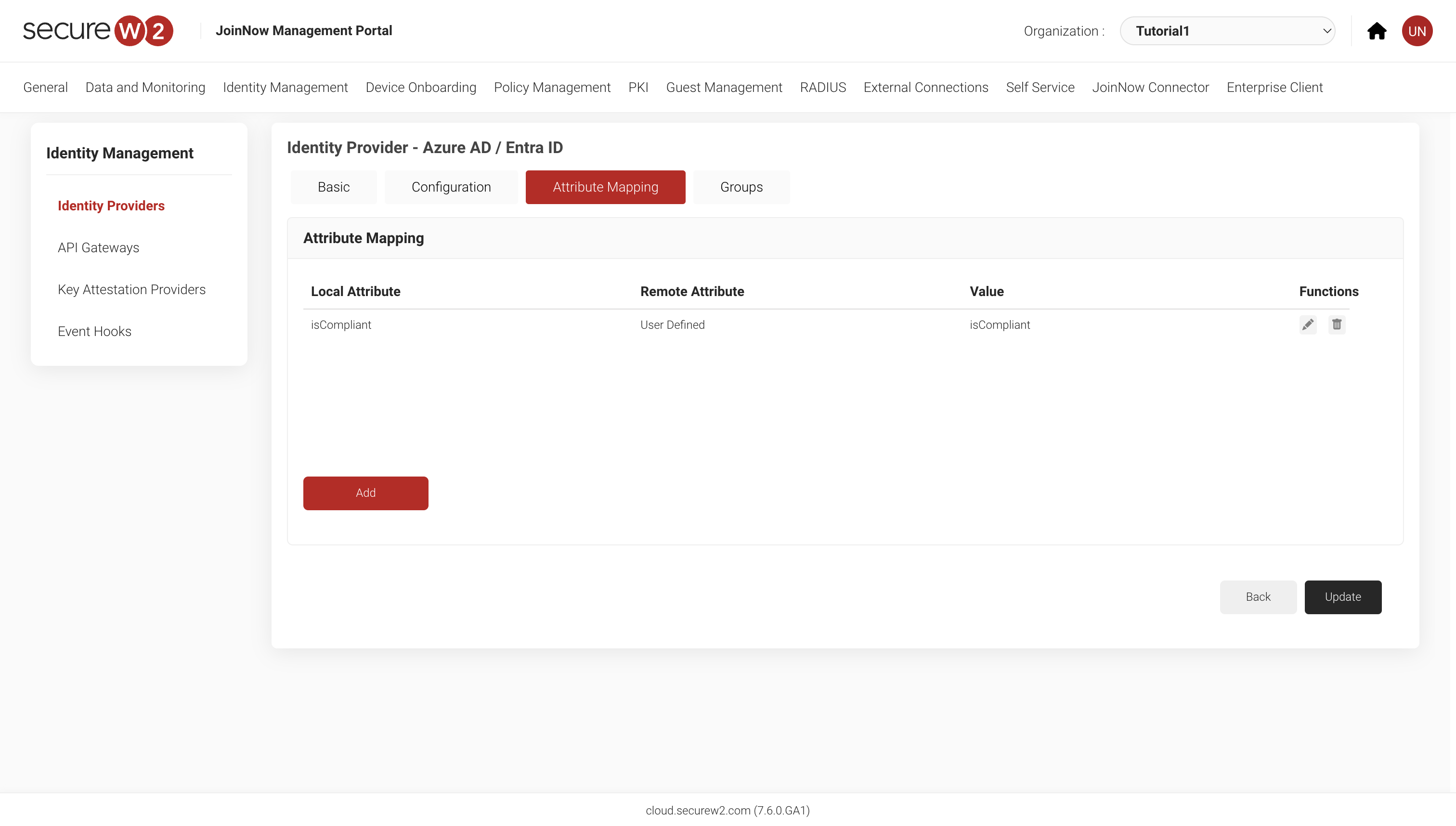 screenshot of JoinNow Cloud RADIUS